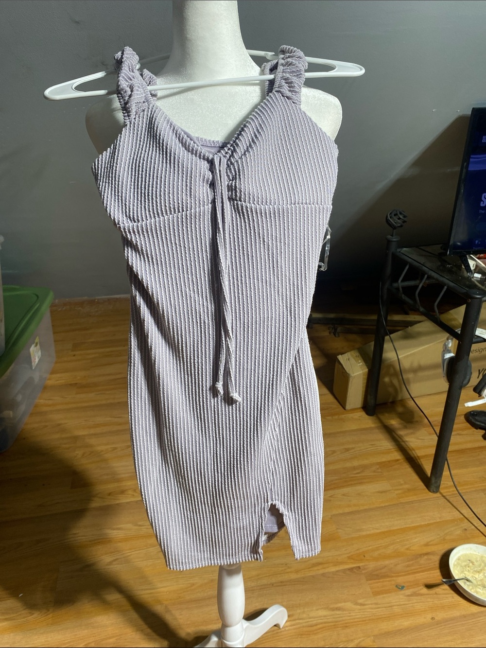 Lilac Ribbed Mini Dress